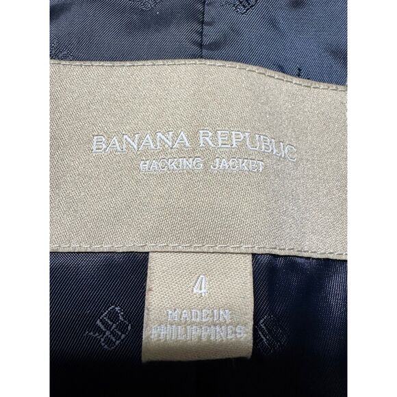 BANANA REPUBLIC H*cking Jacket Colorblock Bright Blue Wool Blend, Sz 4 - Picture 14 of 16